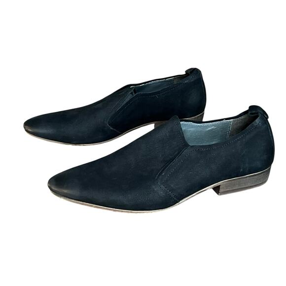 Seychelles Skein Loafer Shoes Women 9.5 Black Nubuck Leather Slip On Modern Boho - Picture 2 of 14